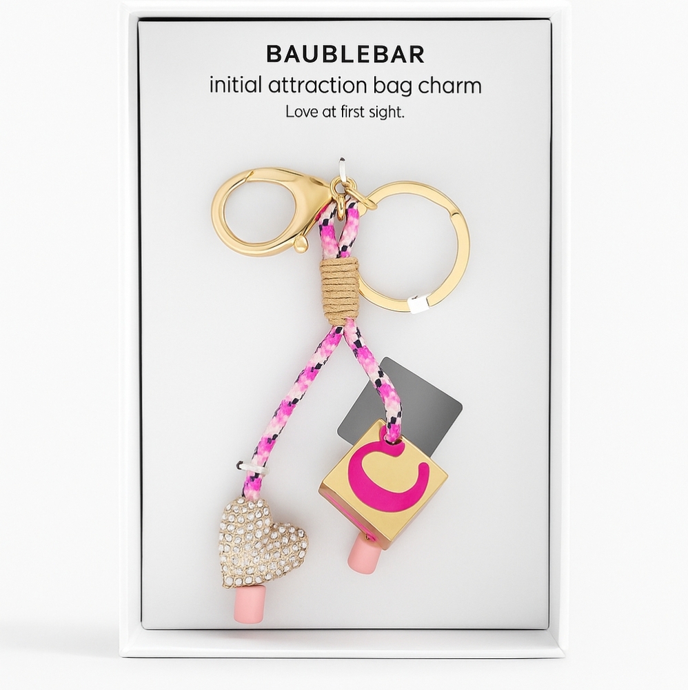 BaubleBar Pink and Gold Key Charm